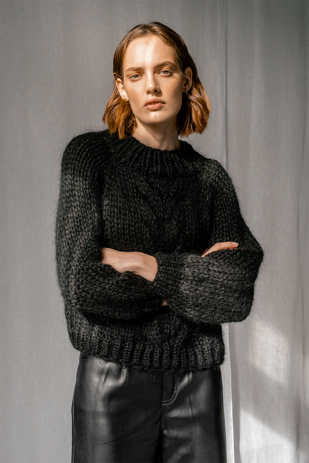 Plexida Chunky Braid Sweater — Hand Knit Mohair Cropped Pullover ...