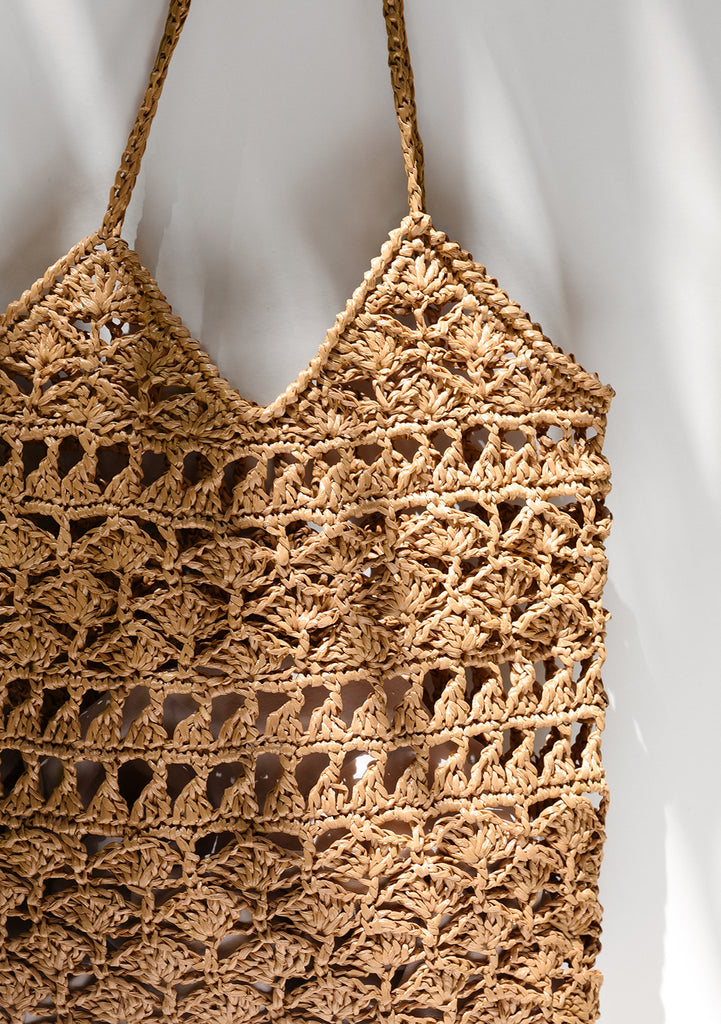 Crochet Raffia Tote in Natural, Summer Tote Bag, Straw Mesh Bag,  Lightweight Tote, Crochet Shoulder Bag, One Handle Bag — The Daphne Tote –  The Fairnest